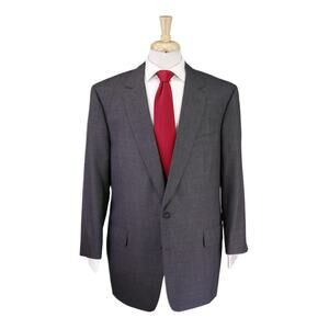 Henry Poole Savile Row Bespoke Solid Gray 2-Btn Wool Suit 44R